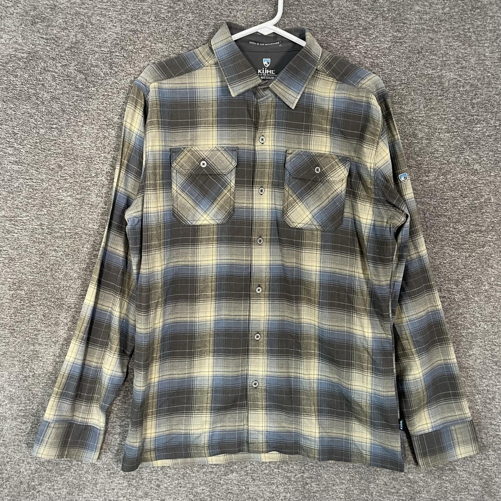 Kuhl Shirt Mens Medium Gray Plaid Cotton Lyocell Long Sleeve Dillingr Flannel